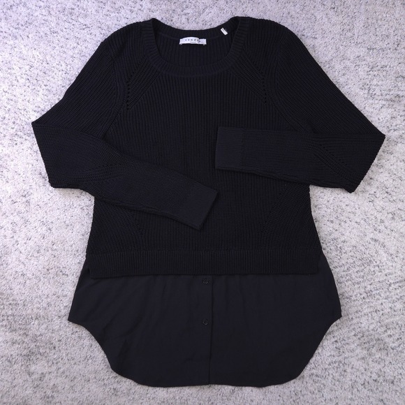 Sandro Sweaters - Sandro Paris Sweater Womens 2 Knit Layered Look Knit Scoop Neck Black Pullover